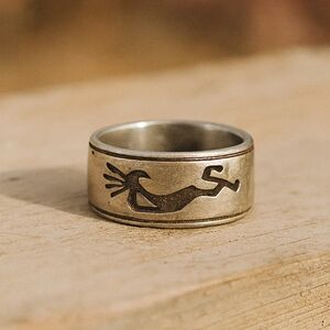 Vintage Sterling Silver Kokopelli Ring Southwestern Artisan Wide Band